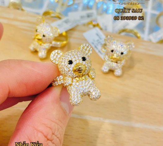 Nhẫn Gấu Đính Đá 1 Chỉ 2 