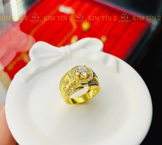 Nhẫn Nam Mặt Halo Tròn 1 Chỉ 7 