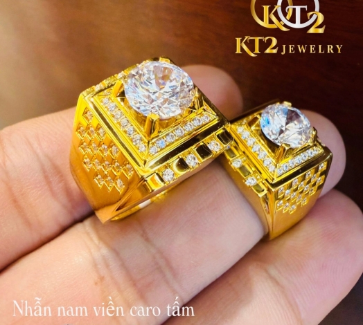 Nhẫn Nam Viền Caro Tấm 2 Chỉ