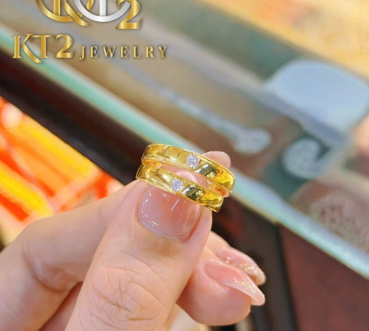 Nhẫn Cặp 1 Chỉ 2 Đính Đá 
