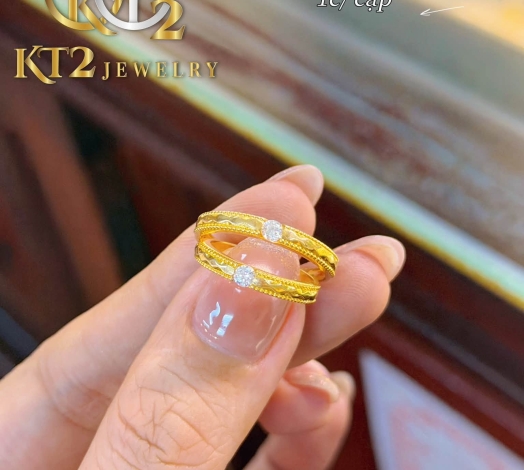 Nhẫn Cặp 1 Chỉ Đính Đá 