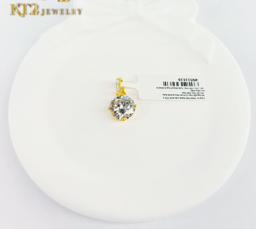 Mặt Dây Chuyền 1 Hột Nhẹ Vàng  Đai Hột Kết