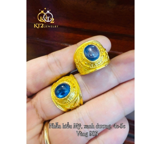 Nhẫn Nam Kiểu Mỹ Hột Xanh 