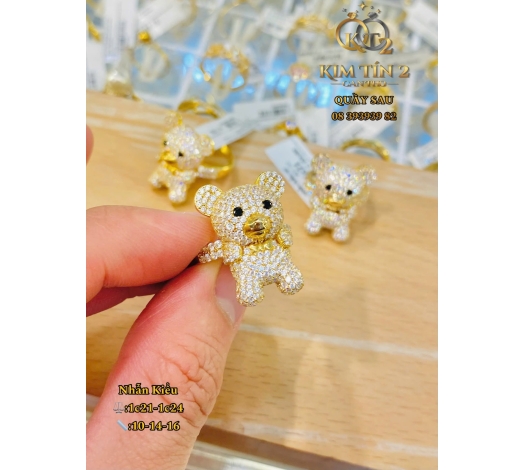 Nhẫn Gấu Đính Đá 1 Chỉ 2 