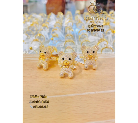 Nhẫn Gấu Đính Đá 1 Chỉ 2 