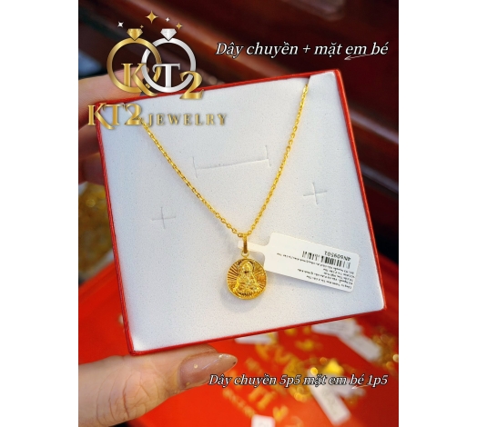 Dây Chuyền Cong Em Bé Kèm Mặt Phật 