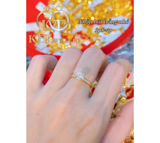 Nhẫn Hột Nhẹ Vàng 3 - 4 Phân 