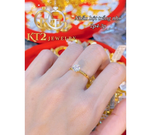 Nhẫn Hột Nhẹ Vàng 2 - 3 Phân 