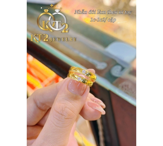 Nhẫn Cặp 1 Chỉ 2 Đính Đá 
