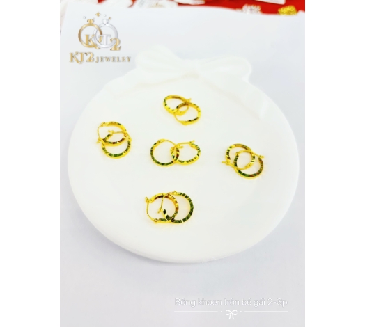 Bông Tai Khoen Tròn Form Vuông 2 phân cho bé gái