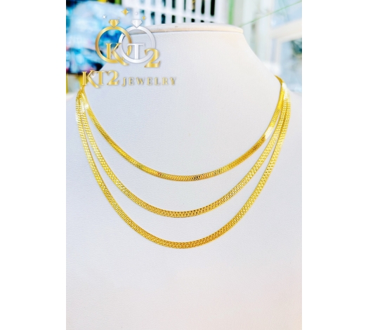 Dây Chuyền Ép Nam Nữ Bản 3mm vàng 610