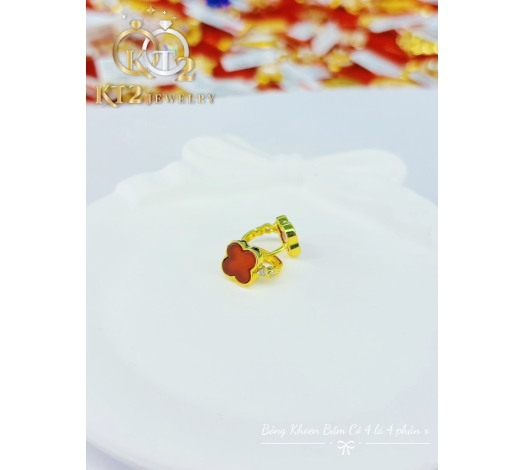 Bông Tai Khoen Bấm Cỏ 4 Lá Vàng 610