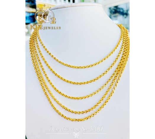 Dây Chuyền Chữ Cong Bọng 8 phân -1 chỉ vàng 610