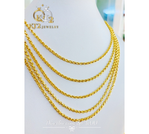 Dây Chuyền Chữ Cong Bọng 8 phân -1 chỉ vàng 610
