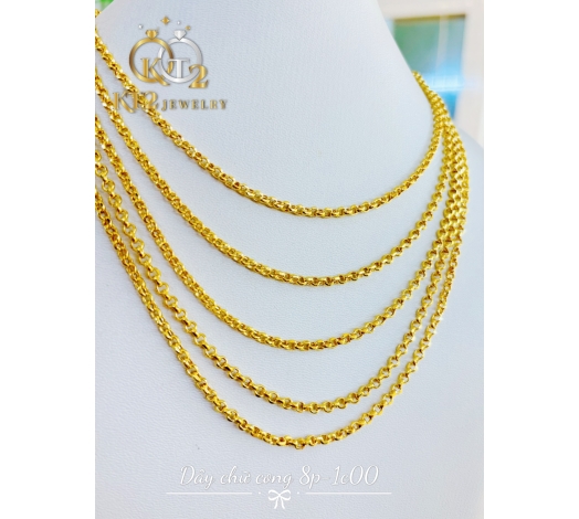 Dây Chuyền Chữ Cong Bọng 8 phân -1 chỉ vàng 610
