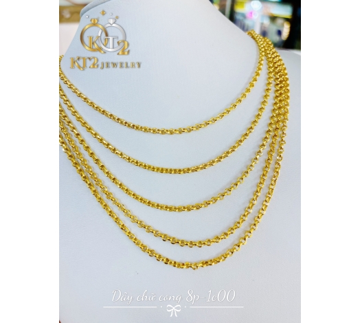 Dây Chuyền Chữ Cong Bọng 8 phân -1 chỉ vàng 610