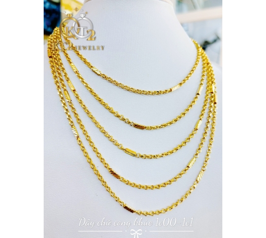 Dây Chuyền Chữ Cong Khúc Bọng 1 chỉ Vàng 610